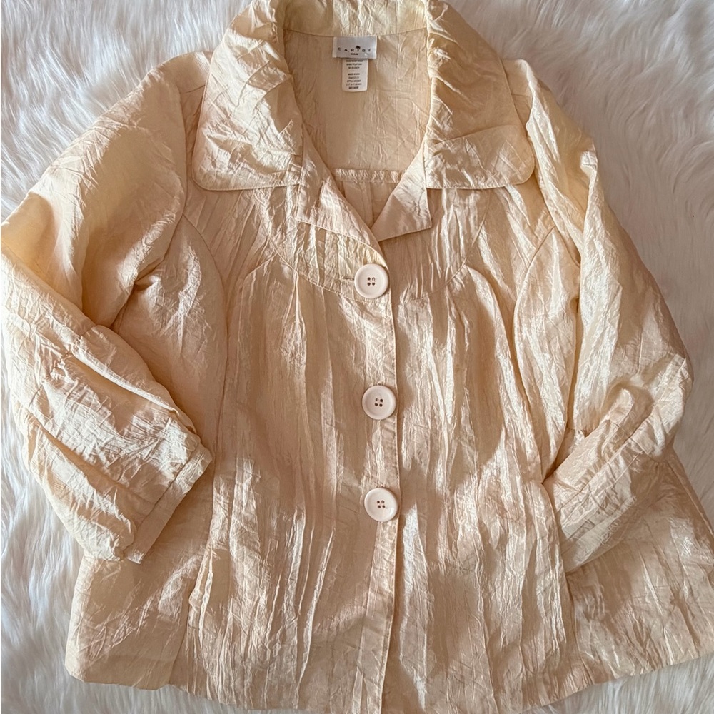 Lightweight Cream Button-Front Blazer Jacket - Picture 12 of 12